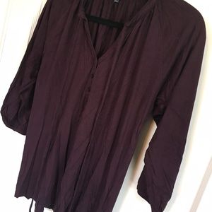 GAP Deep Plum Button-Front Peasant Top